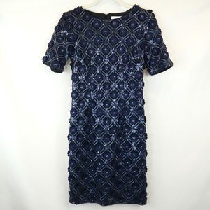 Belle Badgley Mischka Blue Embroidered Dress